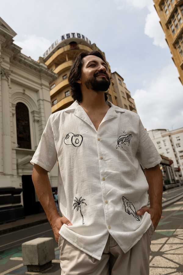 Camisa Lino bordada Pacifik