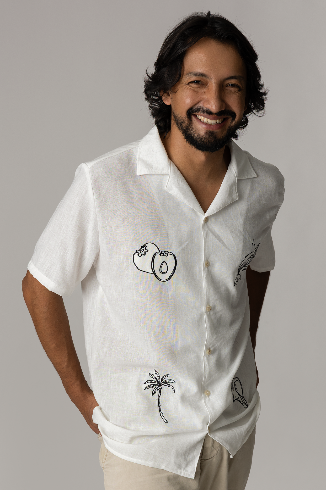 Camisa Lino bordada Pacifik