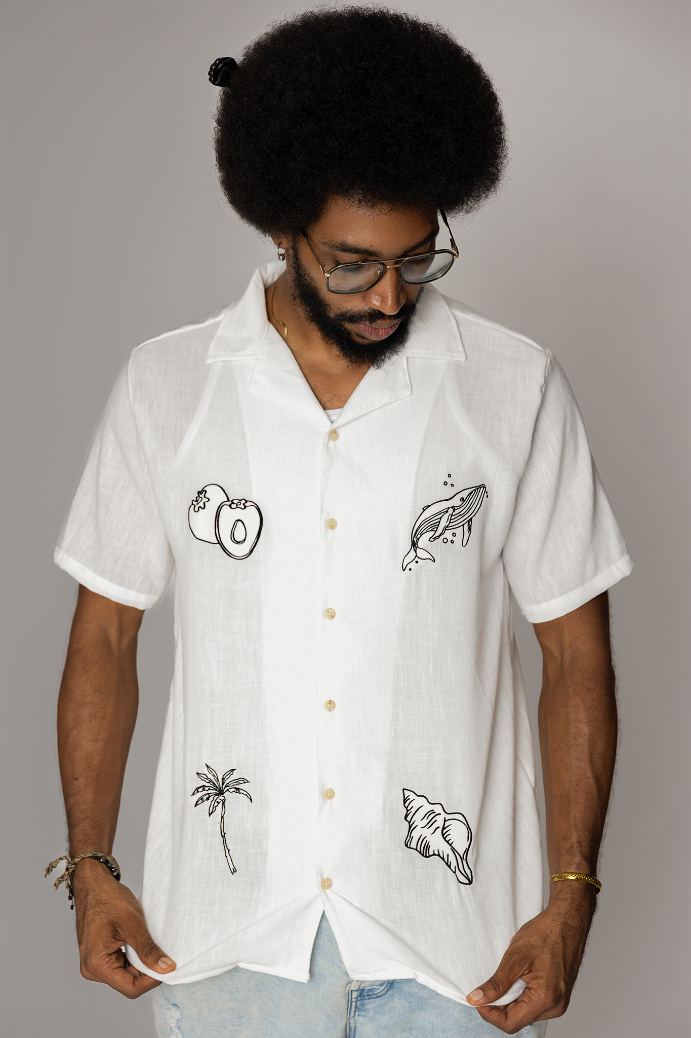 Camisa Lino bordada Pacifik